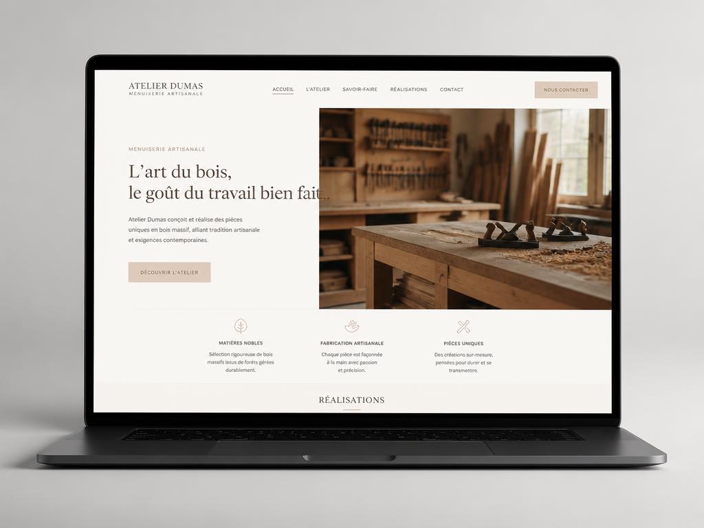 Démonstration de site internet pour artisan menuisier